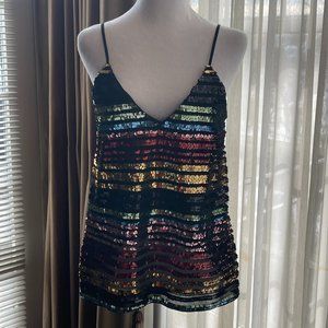EUC Express Sequin Embellished Multi-color Tank Sz S
